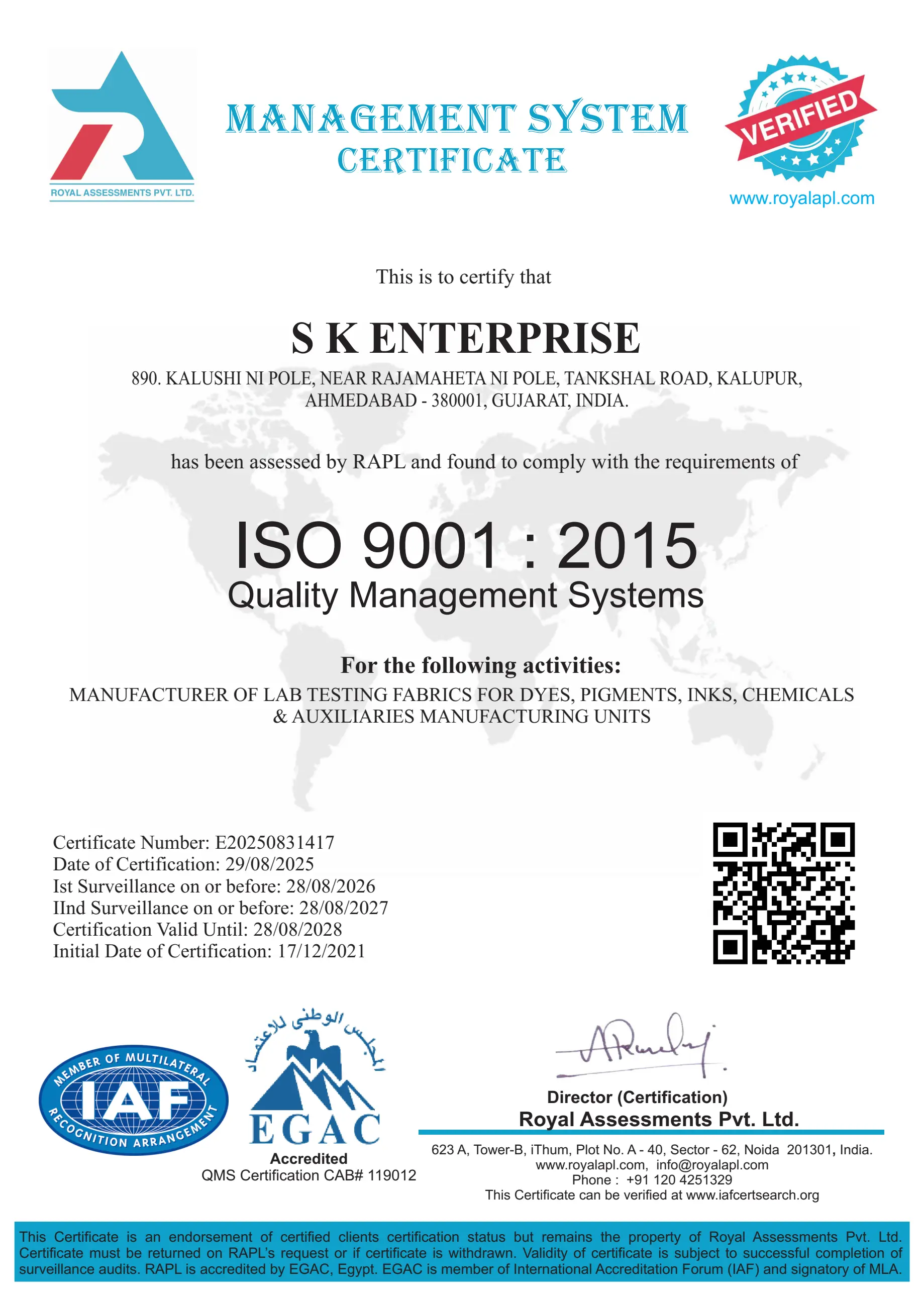 ISO Certificate - S.K.Enterprise